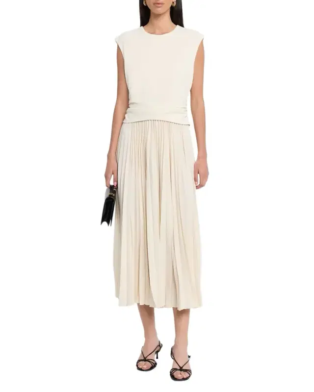 Tanya Taylor Carly Sleeveless Pleated Midi Dress
