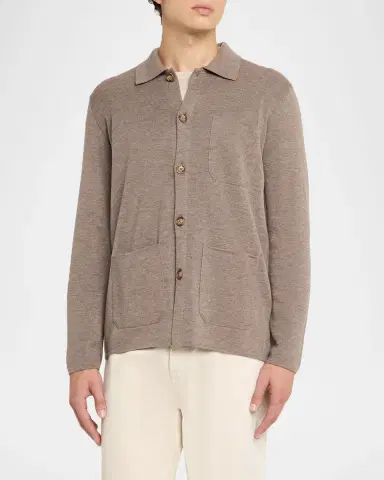 Eton en's Merino Wool Milano Knit Overshirt | Thumbnail 3 Eton en's Merino Wool Milano Knit Overshirt | Thumbnail 3