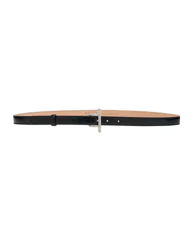McQueen Crystal T-Bar Leather Skinny Belt | Thumbnail 2