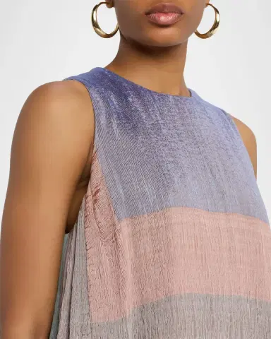 Loewe Colorblock Sleeveless Plisse Satin Mini Dress | Thumbnail 4 Loewe Colorblock Sleeveless Plisse Satin Mini Dress | Thumbnail 4