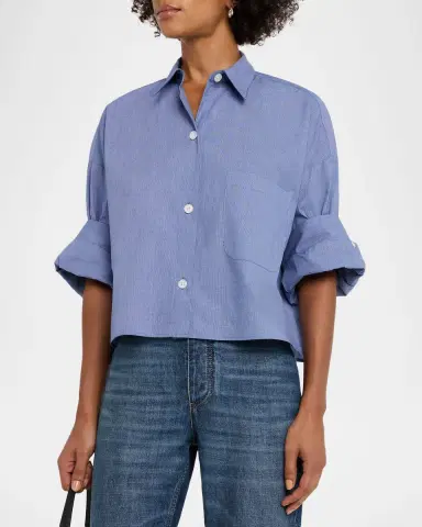 TWP Next Ex Cropped Shirt in Cotton Poplin | Thumbnail 3 TWP Next Ex Cropped Shirt in Cotton Poplin | Thumbnail 3