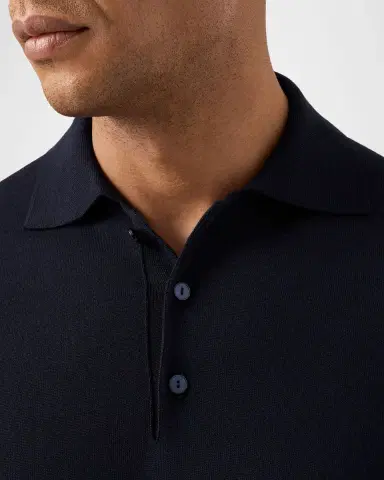 Eton Men's Fine Knit Merino Wool Long-Sleeve Polo Shirt | Thumbnail 3