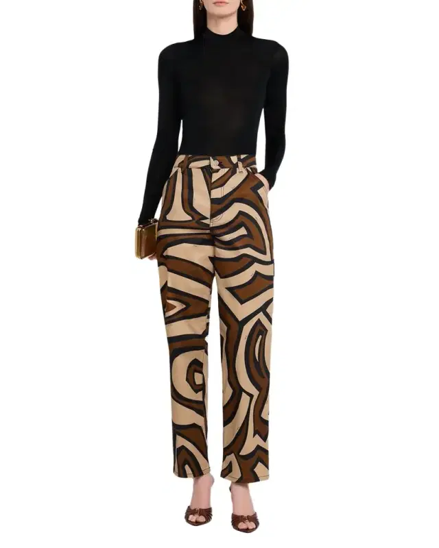 Labirinto Print Cotton Gabardine Pants