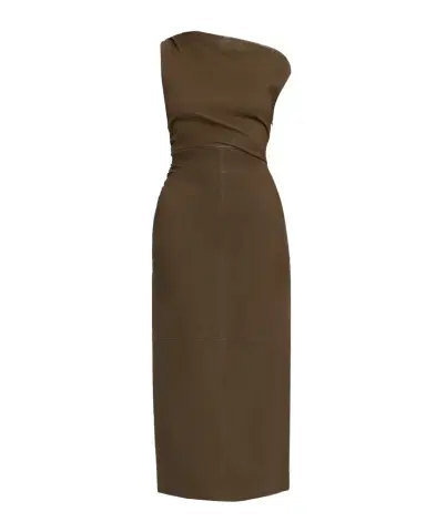 STAUD Phare Draped Leather Midi Dress | Thumbnail 1