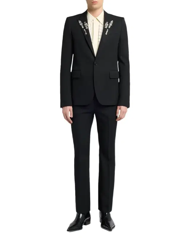 McQueen Men 's Crystal-Embellished Peak Lapel Sport Coat