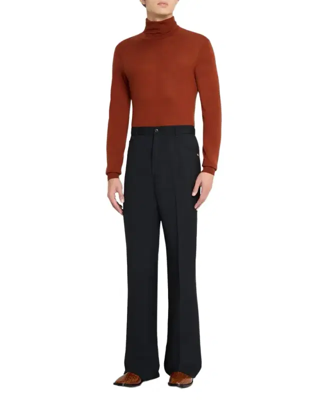 Men 's Polyester and Wool Bootcut Five-Pocket Pants
