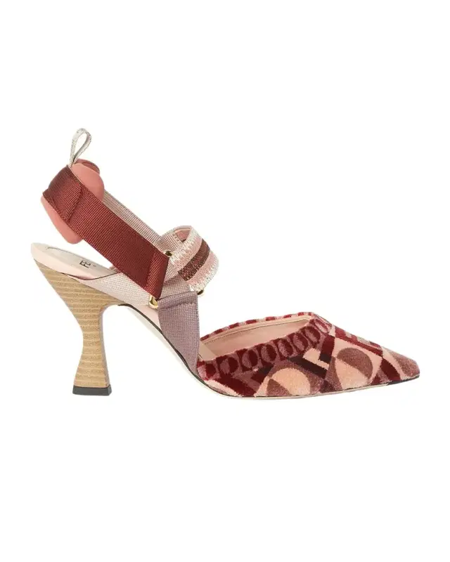 Colibri Mixed-Media Iconic FF Tapestry Slingback Pumps