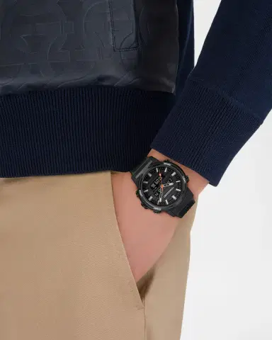 Ferragamo Men's 43mm Black Stainless Steel Silicone-Strap Watch | Thumbnail 2 Ferragamo Men's 43mm Black Stainless Steel Silicone-Strap Watch | Thumbnail 2