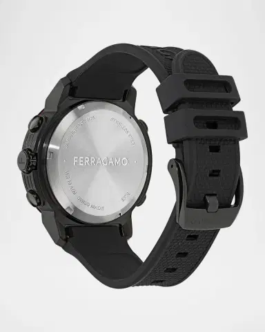 Ferragamo Men's 43mm Black Stainless Steel Silicone-Strap Watch | Thumbnail 3 Ferragamo Men's 43mm Black Stainless Steel Silicone-Strap Watch | Thumbnail 3