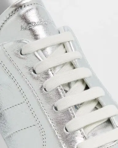 Alexander McQueen Men's Metallic-Trim Leather Low-Top Sneakers | Thumbnail 3 Alexander McQueen Men's Metallic-Trim Leather Low-Top Sneakers | Thumbnail 3