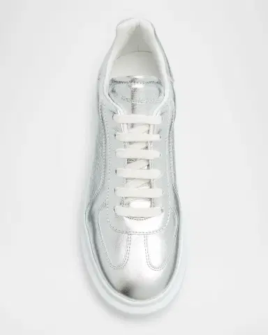 Alexander McQueen Men's Metallic-Trim Leather Low-Top Sneakers | Thumbnail 4 Alexander McQueen Men's Metallic-Trim Leather Low-Top Sneakers | Thumbnail 4