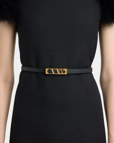 Valentino Garavani VLogo Signature Skinny Calfskin Belt, 15mm | Thumbnail 2