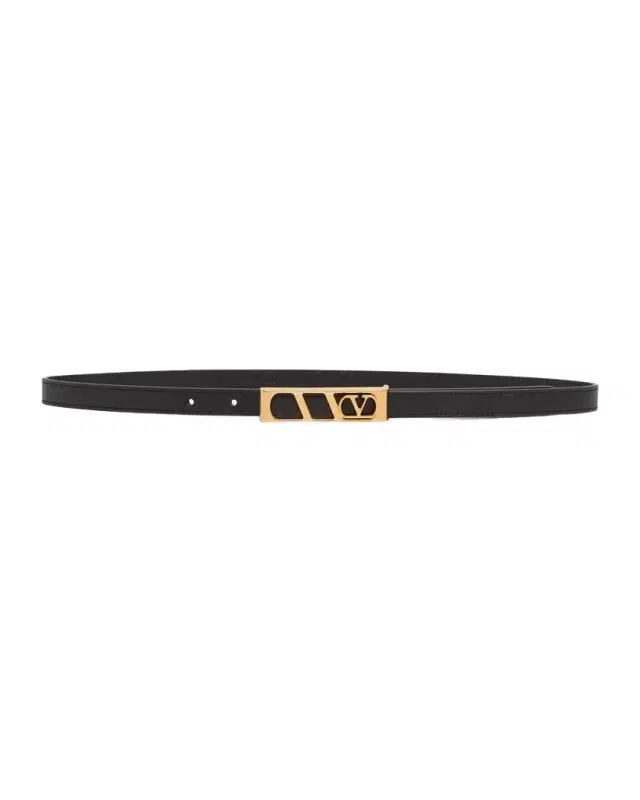 Valentino Garavani VLogo Signature Skinny Calfskin Belt, 15mm
