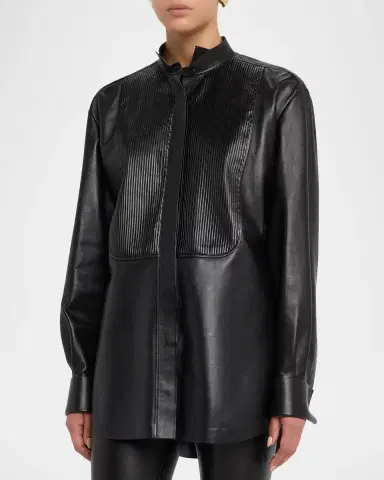 Tom Ford French Plonge Leather Tuxedo Shirt | Thumbnail 3