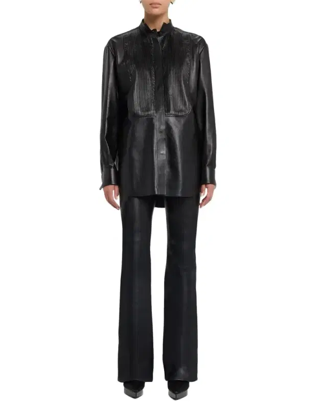 TOM FORD French Plonge Leather Tuxedo Shirt