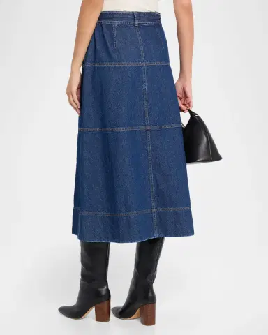 Tanya Taylor Hudley Denim Midi Skirt | Thumbnail 2 Tanya Taylor Hudley Denim Midi Skirt | Thumbnail 2