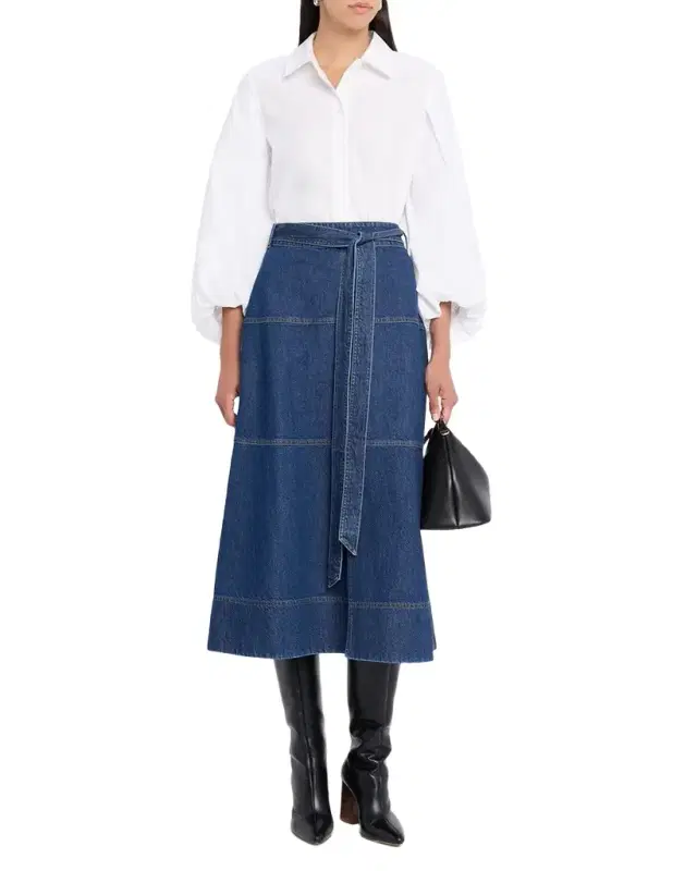 Tanya Taylor Hudley Denim Midi Skirt