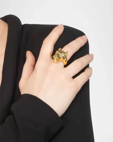 Alexis Bittar Gold Panther Visage Ring | Thumbnail 1 Alexis Bittar Gold Panther Visage Ring | Thumbnail 1
