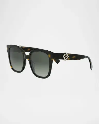 Fendi FF Diamonds Square Havana Acetate Sunglasses | Thumbnail 3