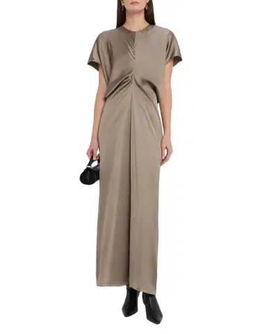 TOTEME Satin Slouch Waist Short-Sleeve Dress | Thumbnail 1