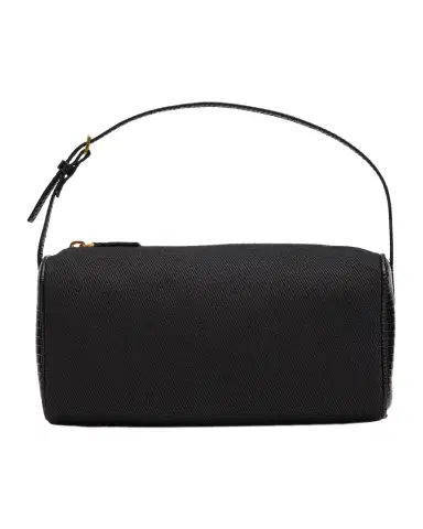 THE ROW Round 90 's Lizard-Trim Twill Top-Handle Bag | Thumbnail 1 THE ROW Round 90 's Lizard-Trim Twill Top-Handle Bag | Thumbnail 1