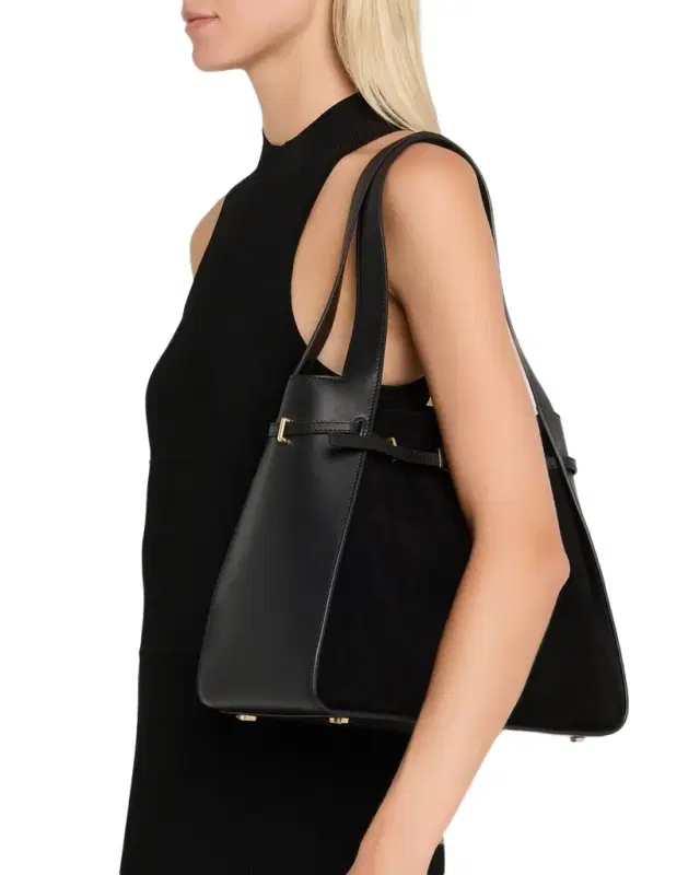 Cleo Belted Suede Shoulder Bag