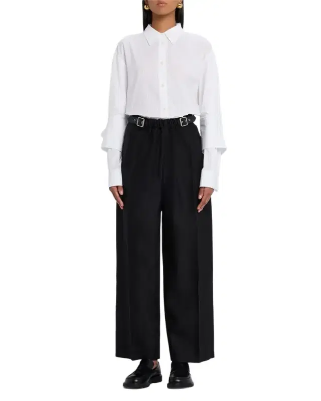 Belt Cinched Wide-Leg Trousers