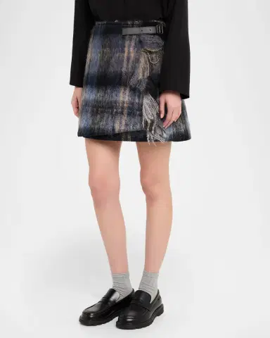 Loewe Check Mohair Mini Wrap Skirt | Thumbnail 4 Loewe Check Mohair Mini Wrap Skirt | Thumbnail 4