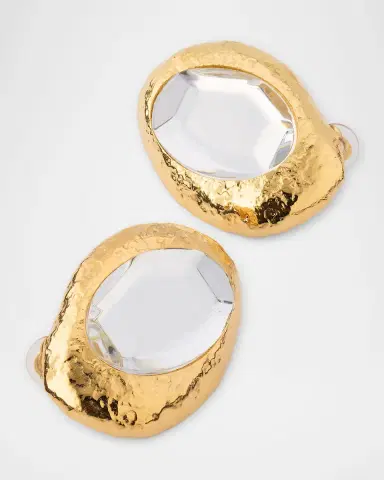 Oscar de la Renta Hammered Oval Stone Earrings | Thumbnail 2