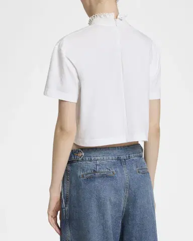 Alaïa Cotton Jersey Cropped T-Shirt | Thumbnail 2