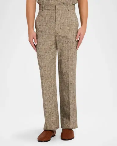 Bottega Veneta Men's Straight-Leg Textured Trousers | Thumbnail 3
