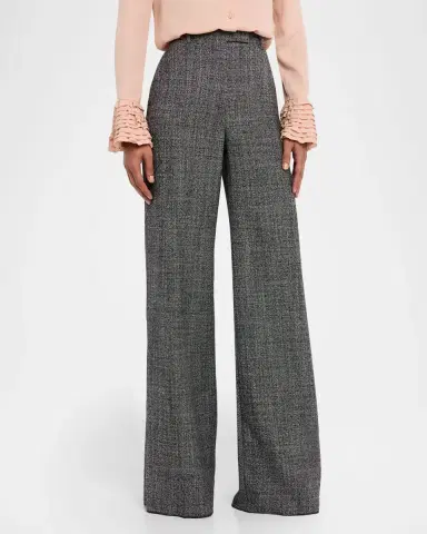 Valentino Garavani Textured Wool Wide-Leg Pants | Thumbnail 3 Valentino Garavani Textured Wool Wide-Leg Pants | Thumbnail 3