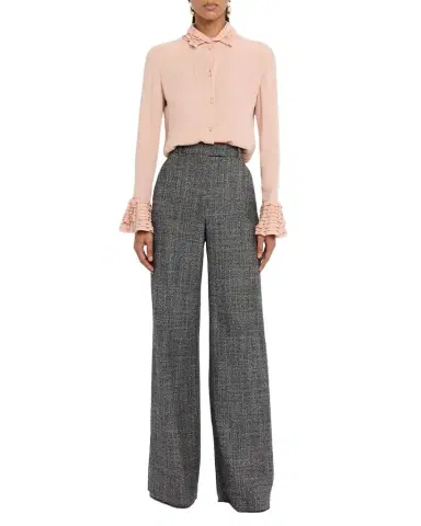 Valentino Garavani Textured Wool Wide-Leg Pants | Thumbnail 1 Valentino Garavani Textured Wool Wide-Leg Pants | Thumbnail 1