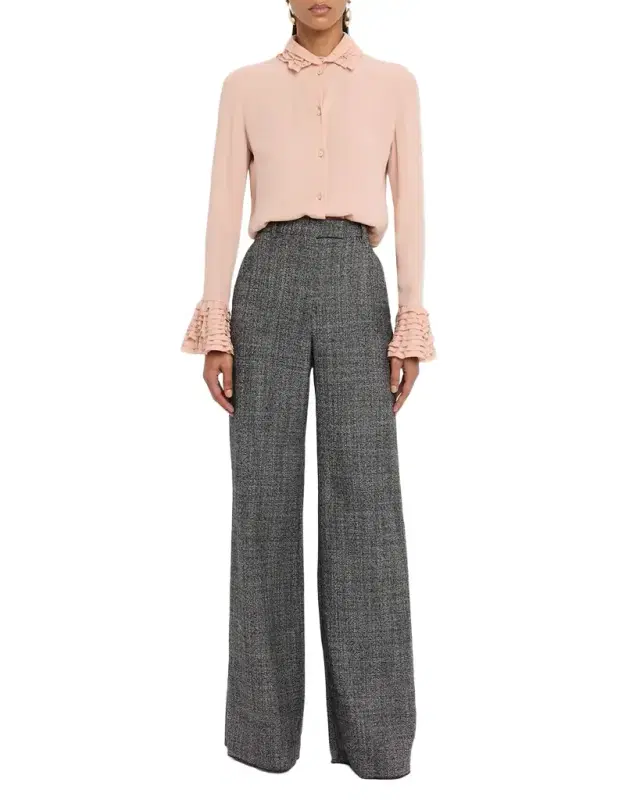 Valentino Garavani Textured Wool Wide-Leg Pants
