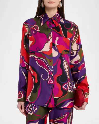 PUCCI Orchidee-Print Silk Button-Down Shirt | Thumbnail 3 PUCCI Orchidee-Print Silk Button-Down Shirt | Thumbnail 3