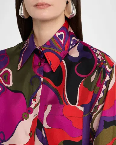 PUCCI Orchidee-Print Silk Button-Down Shirt | Thumbnail 4 PUCCI Orchidee-Print Silk Button-Down Shirt | Thumbnail 4