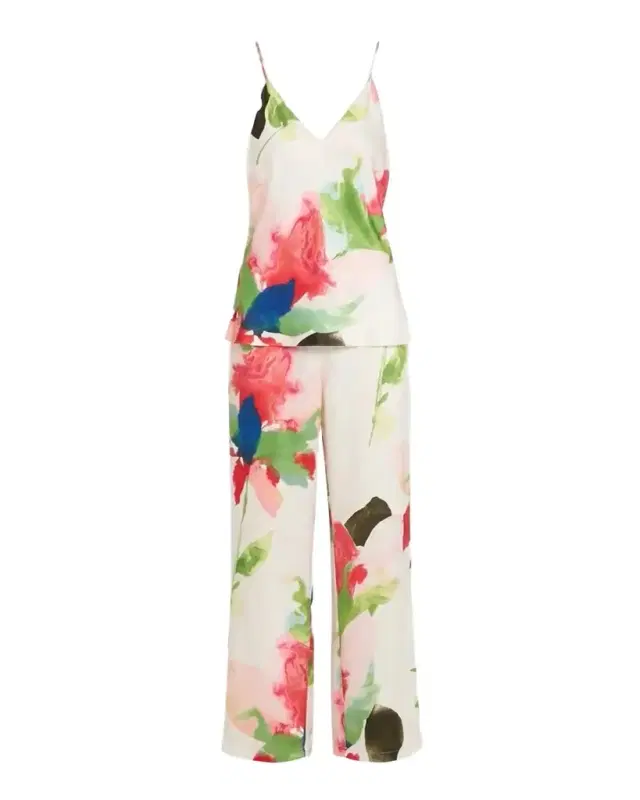 Calypso Floral-Print Charmeuse Pajama Set