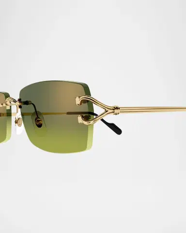 Cartier Men's Rimless Metal C-Hinge Rectangle Sunglasses | Thumbnail 2 Cartier Men's Rimless Metal C-Hinge Rectangle Sunglasses | Thumbnail 2