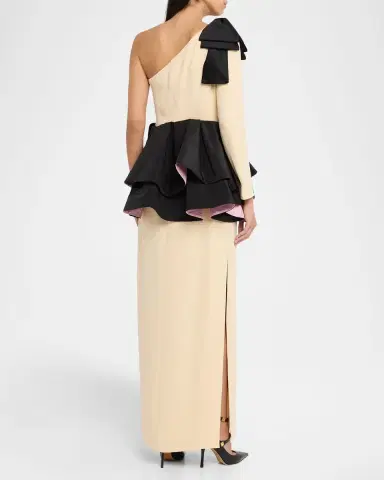 Valentino Garavani One-Shoulder Peplum Column Gown | Thumbnail 2 Valentino Garavani One-Shoulder Peplum Column Gown | Thumbnail 2