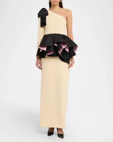 Valentino Garavani One-Shoulder Peplum Column Gown | Thumbnail 3 Valentino Garavani One-Shoulder Peplum Column Gown | Thumbnail 3