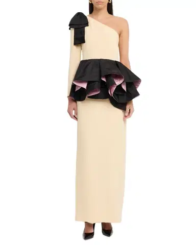 Valentino Garavani One-Shoulder Peplum Column Gown | Thumbnail 1 Valentino Garavani One-Shoulder Peplum Column Gown | Thumbnail 1