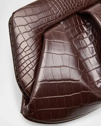 THEMOIRÈ Emera Pleated Croc-Embossed Vegan Leather Clutch Bag | Thumbnail 5