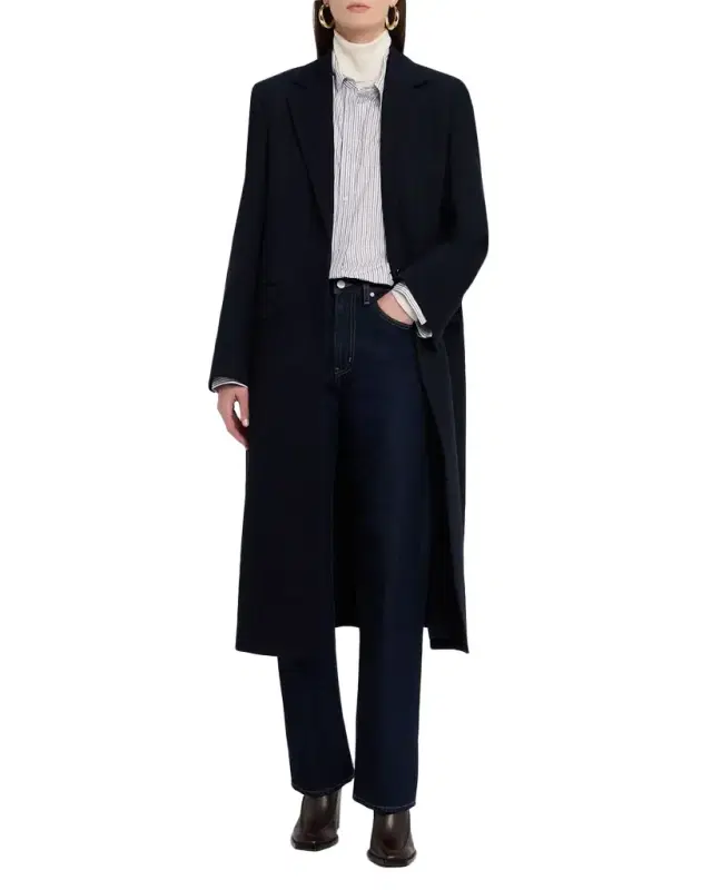 Mattie Single-Breasted Coat in Wool Twill
