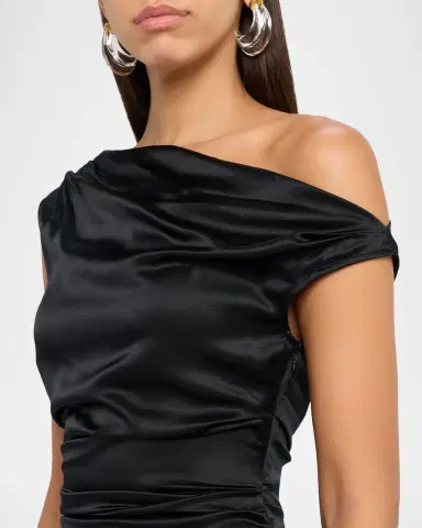 Staud Phare Draped Silk Midi Dress | Thumbnail 4 Staud Phare Draped Silk Midi Dress | Thumbnail 4