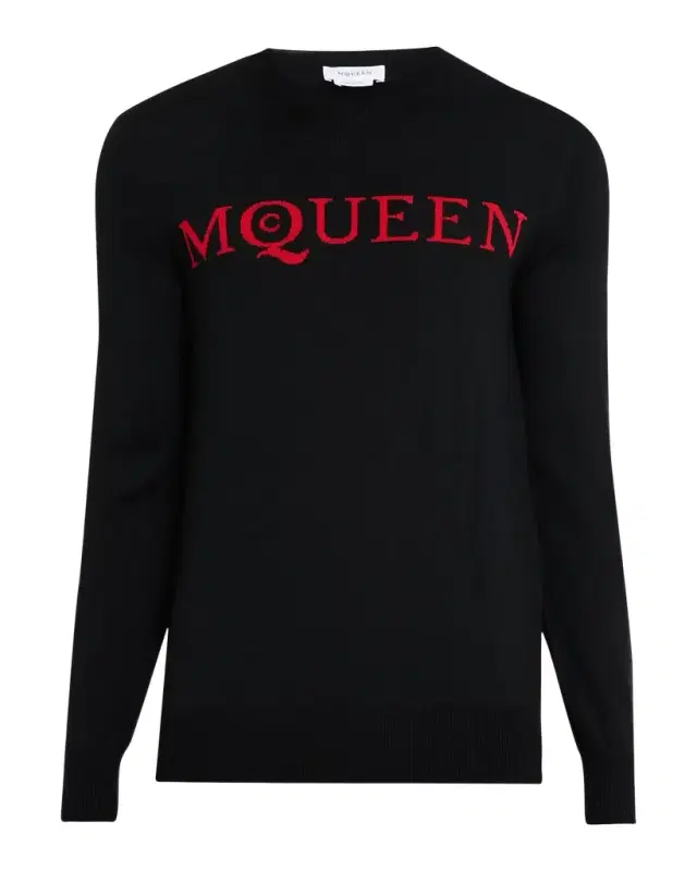 Men's Wool Jacquard Logo Crewneck Sweater Men's Wool Jacquard Logo Crewneck Sweater