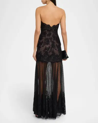 Retrofête Vespera Strapless Lace Dress | Thumbnail 3 Retrofête Vespera Strapless Lace Dress | Thumbnail 3