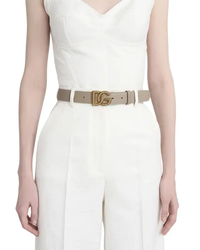 Dolce & Gabbana Leather Logo Buckle Belt
