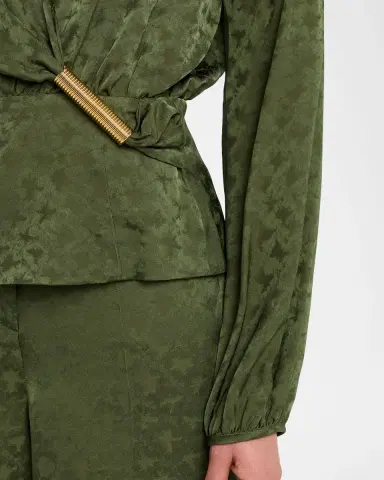 Silvia Tcherassi Elvie Draped Satin Long-Sleeve Blouse | Thumbnail 4 Silvia Tcherassi Elvie Draped Satin Long-Sleeve Blouse | Thumbnail 4