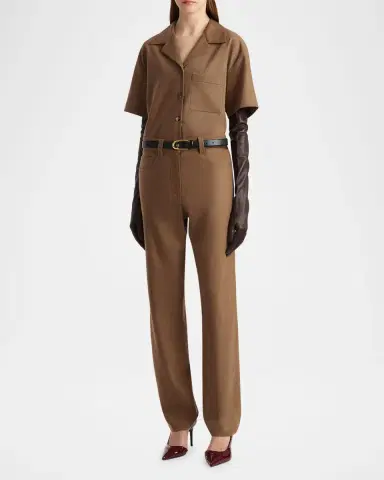 Khaite Callum Wool Crepe Straight-Leg Pants | Thumbnail 2