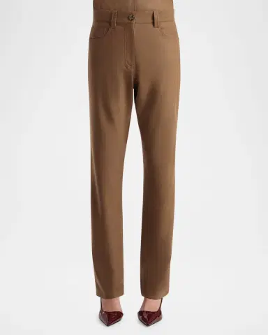 Khaite Callum Wool Crepe Straight-Leg Pants | Thumbnail 4